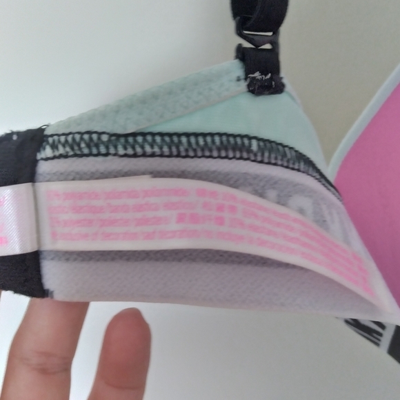 Pink Victoria's Secret Wear Everywhere Light Blue Spell Out Push Up Bra Size 32C - Picture 6 of 12